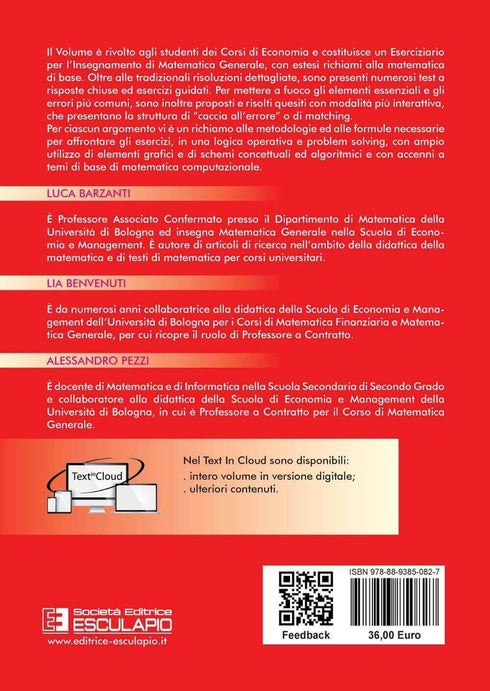BARZANTI BENVENUTI PEZZI - Prontuario di Matematica Generale. Con esercizi risolti