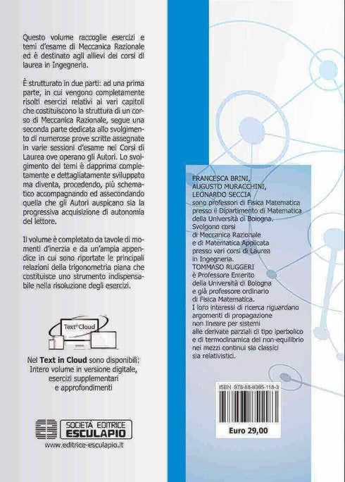 BRINI MURACCHINI RUGGERI SECCIA - Esercizi e Temi d'Esame di Meccanica Razionale