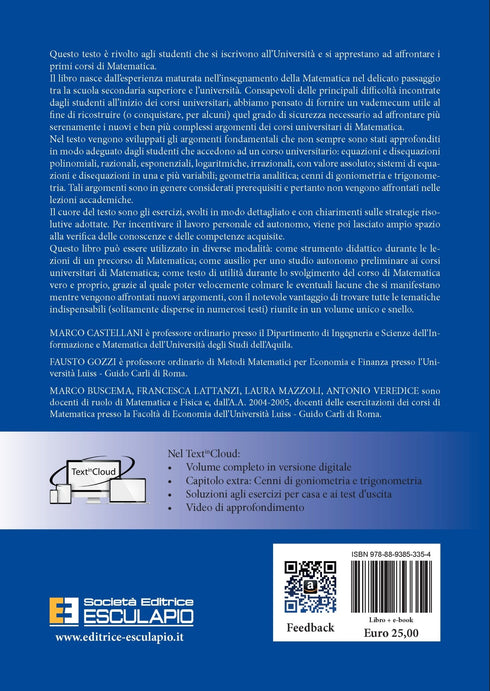BUSCEMA LATTANZI MAZZOLI VEREDICE CASTELLANI GOZZI - Precorso di Matematica