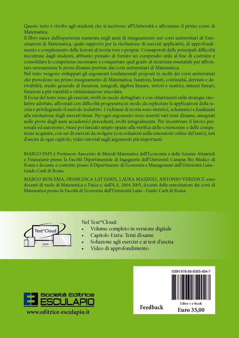 BUSCEMA LATTANZI MAZZOLI VEREDICE PAPI - Esercitazioni di Matematica Generale