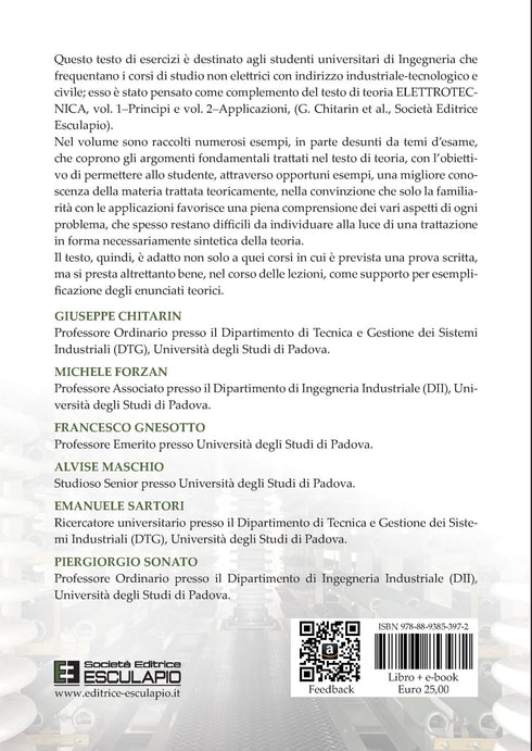 CHITARIN FORZAN GNESOTTO MASCHIO SARTORI SONATO - Esercizi di Elettrotecnica