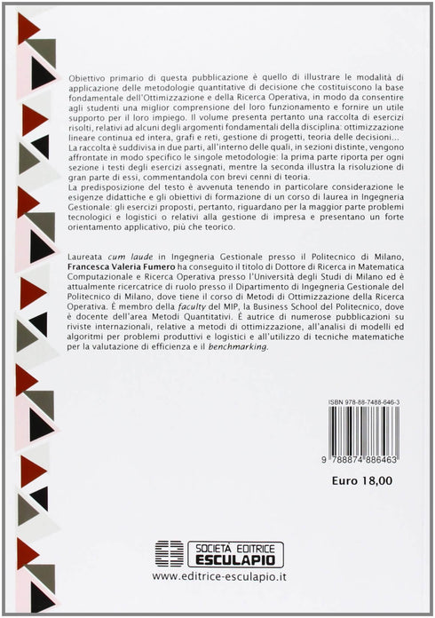 FUMERO - Metodi di Ottimizzazione. Esercizi e Applicazioni