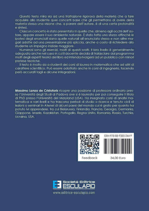 LANZA DE CRISTOFORIS - Lezioni di Analisi Matematica 1
