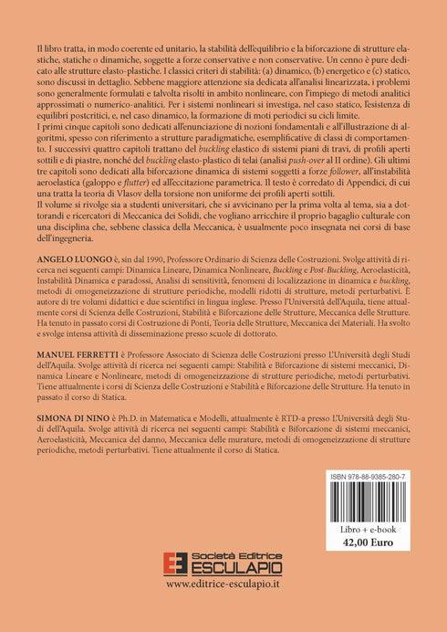 LUONGO FERRETTI DI NINO - Stabilità e Biforcazione delle Strutture. Sistemi Statici e Dinamici