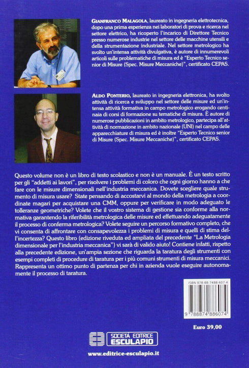 MALAGOLA PONTERIO - Metrologia dimensionale. Teoria e Procedure di Taratura