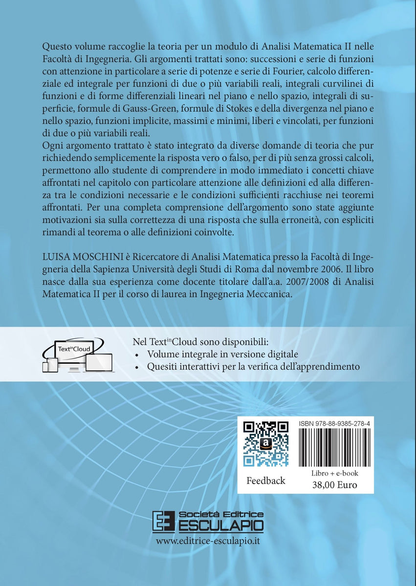 Analisi Matematica 2 (Lezioni di) - Luisa Moschini – Libreria Esculapio